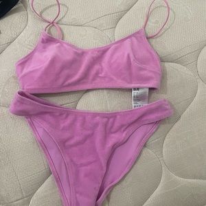 h&m suede pink bathing suit set